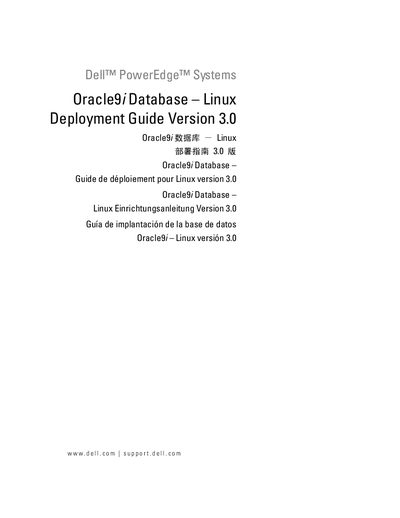Dell PowerEdge Oracle9i Database Linux Deployment Guide - cover page