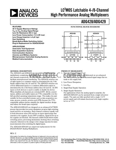 Analog Devices ADG428/ADG429 Datasheet - cover page