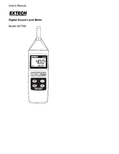 Extech Model 407768 Digital Sound Level Meter User's Manual - cover page