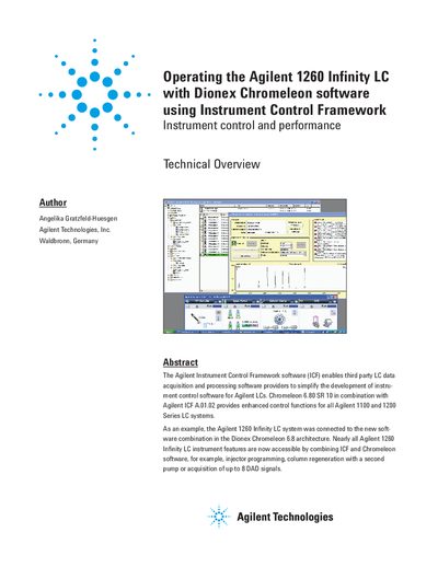 Operating the Agilent 1260 Infinity LC with Dionex Chromeleon Software using Instrument Control Framework Technical Over - cover page