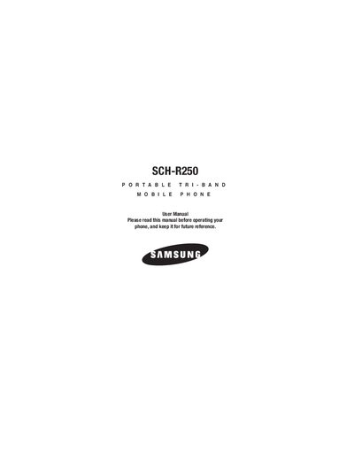 Samsung SCH-R250 Portable Tri-Band Mobile Phone User Manual - cover page