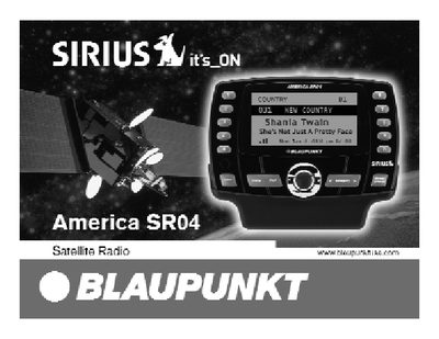 Blaupunkt America SR04 Sirius Satellite Radio User Manual - cover page