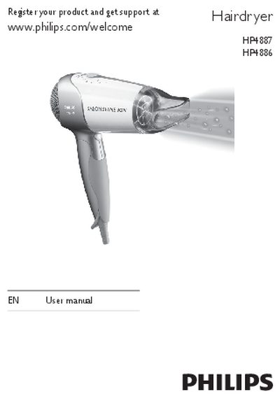 Philips HP4887 HP4886 Hairdryer User Manual - cover page
