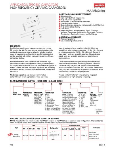 MA/MB Series High Frequency Ceramic Capacitors Datasheet - cover page
