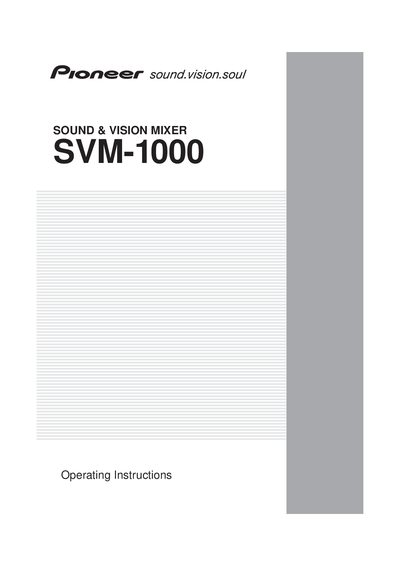 Pioneer SVM-1000 operating instructions - cover page