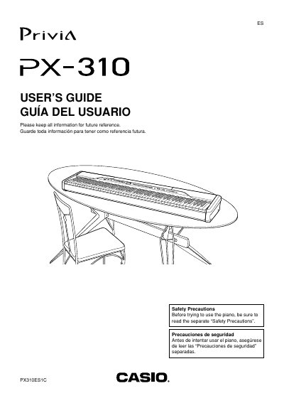 Casio PX-310 Digital Piano User's Guide - cover page