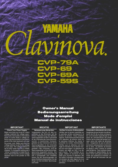 Yamaha Clavinova CVP-79A/-69/-69A/-59S Owner's Manual - cover page