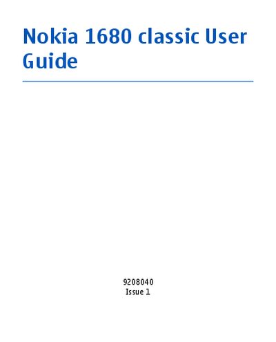 Nokia 1680 Classic User Guide - cover page