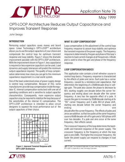 Linear Technology AN76-1 OPTI-LOOP Architecture Application Note - cover page