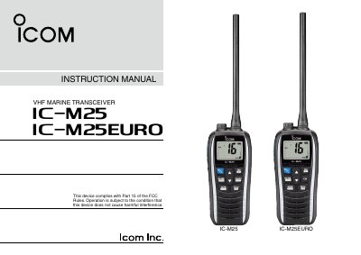 Instruction manual of icom iM25EURO vhf marine transceiver - cover page