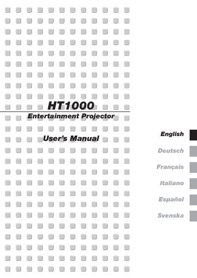 NEC HT1000 Entertainment Projector User Manual - cover page