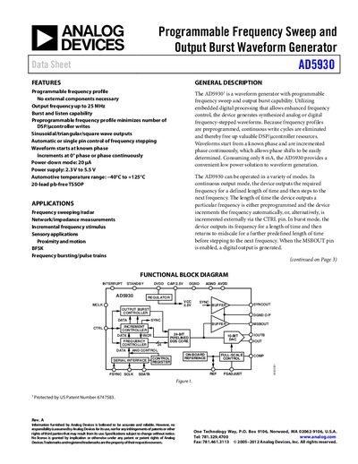 Analog Devices AD5930 Products Handbook Rev A - cover page