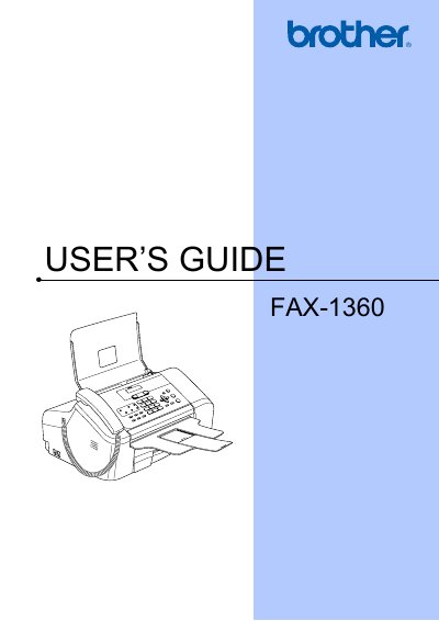Brother FAX-1360 Fax Machine User's Guide - cover page