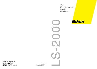 Nikon LS-2000 Film Scanner User's Guide - cover page