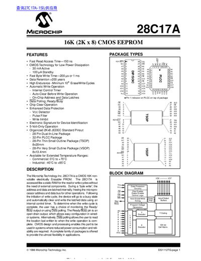 Microchip 28C17A EEPROM Handbook - cover page