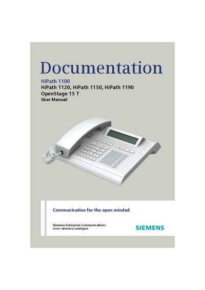 SIEMENS HiPath 1100/1120/1150/1190 user manual - cover page