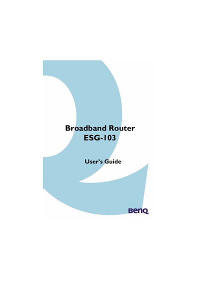 BenQ ESG-103 Broadband Router User Manual - cover page