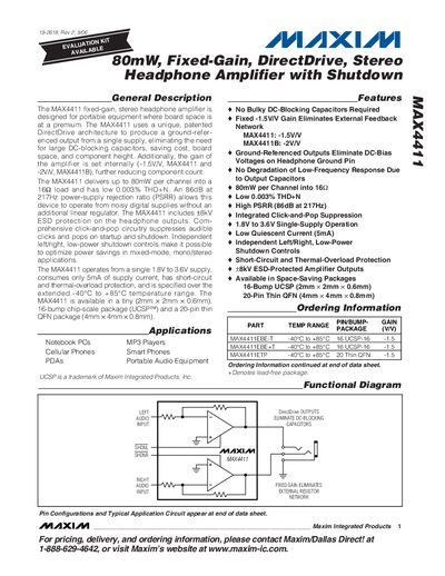 Maxim MAX4411 Datasheet - cover page