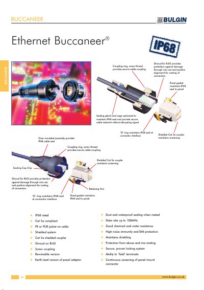 Bulgin Ethernet Buccaneer IP68 Product Leaflet - cover page