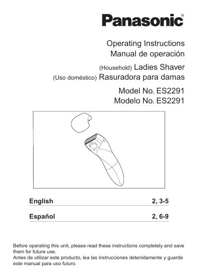Panasonic ES2291-MUL Manual - cover page