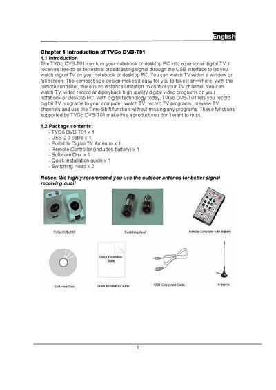 TVGo DVB‑T01 User Manual