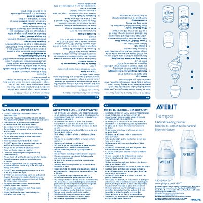 AVENT Tempo Natural Feeding Nurser User Manual - cover page