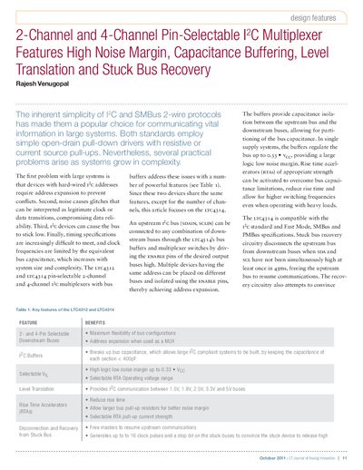 Linear Technology LTC4312/LTC4314 I2C Multiplexer Application Note - cover page
