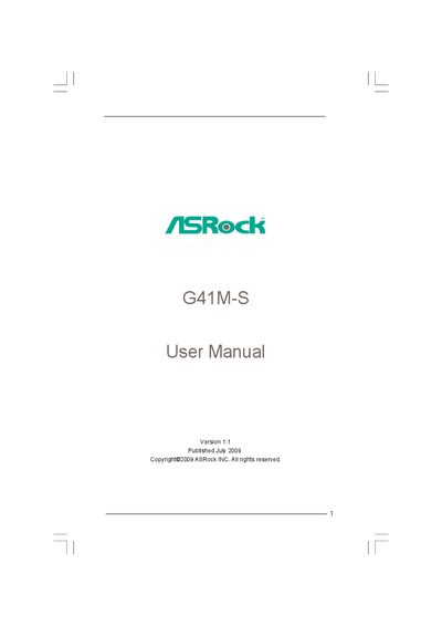 ASRock G41M-S User Manual - cover page
