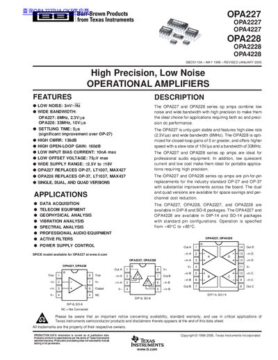 BURR BROWN OPA227/OPA2227/OPA4227/OPA228/OPA2228/OPA4228 handbook(2)