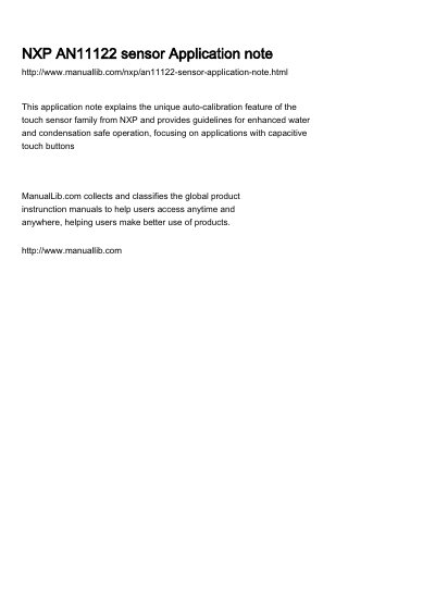 NXP AN11122 Water and Condensation Safe Touch Sensing Application Note - cover page