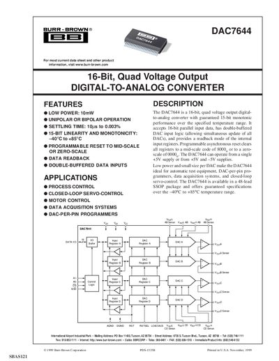 Texas Instruments DAC7644 Datasheet - cover page