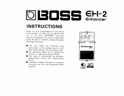 BOSS EH-2 ENHANCER User Manual - cover page