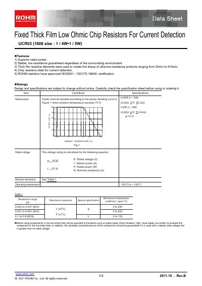 ROHM UCR03EWPJS Manual - cover page