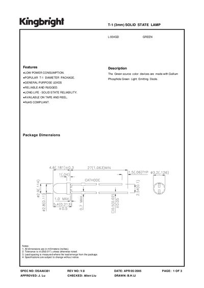 KINGBRIGHT DSAA6381 Manual - cover page