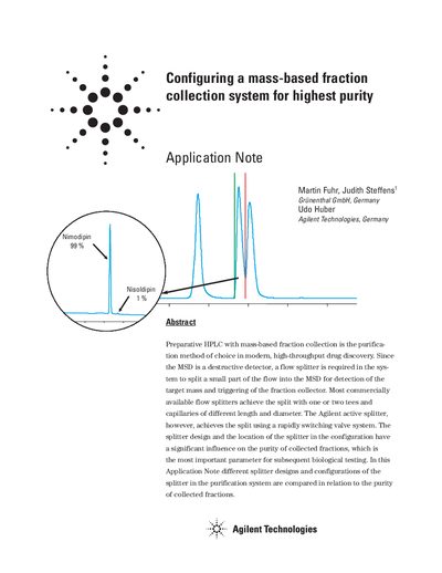 Agilent Configuring a mass-based fraction collection system for highest purity Application Note - cover page