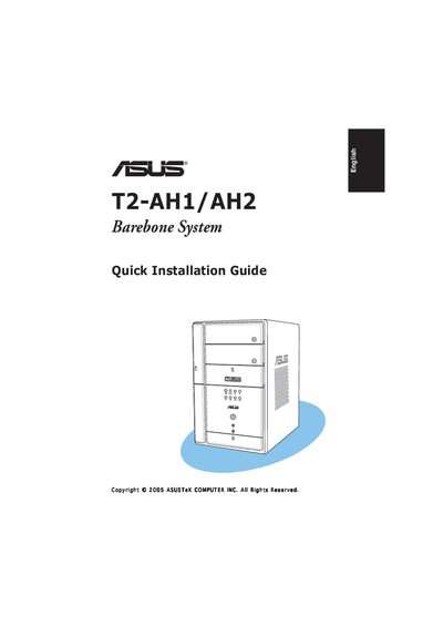 ASUS T2-AH1/AH2 Barebone System Quick Installation Guide - cover page