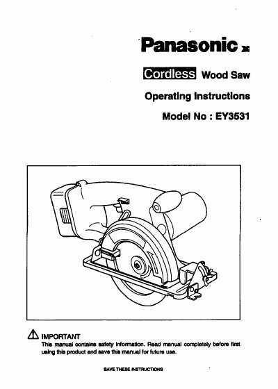 Panasonic EY3531 Wood Saw Operating Instructions - cover page