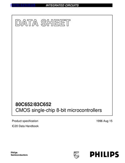 Philips 80C652/83C652 Datasheet - cover page