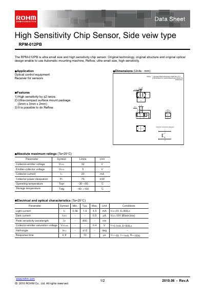 ROHM RPM-012PB Data Sheet - cover page