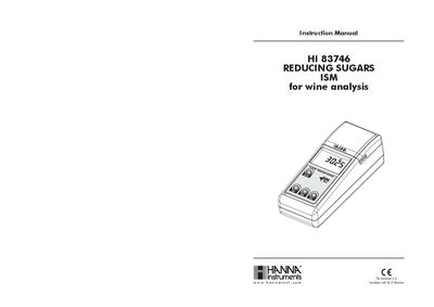 Hanna Instruments HI 83746 Reducing Sugars ISM Instruction Manual - cover page