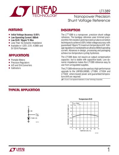 Linear Technology LT1389 Datasheet - cover page