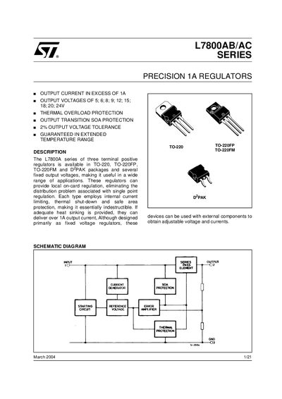 STMicroelectronics L7800AB/AC Series Datasheet - cover page