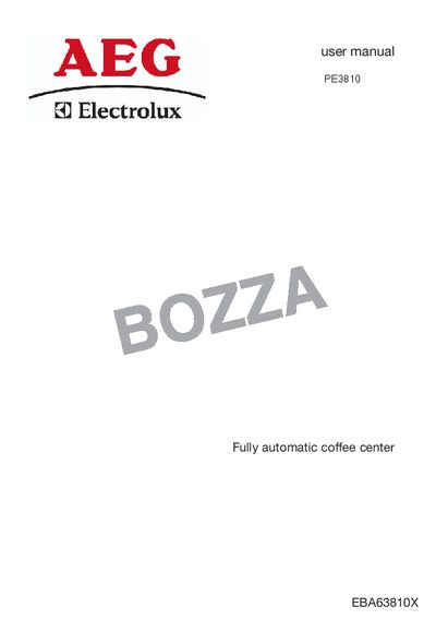 Electrolux EBA63810X Fully Automatic Coffee Center User Manual - cover page