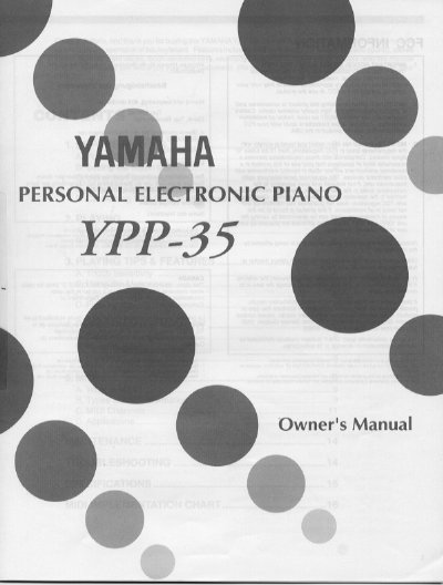 Yamaha YPP-35 Personal Electronic Piano Owner's Manual - cover page