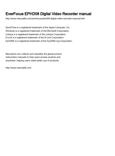 EverFocus EPHD08 DVR User Manual - cover page