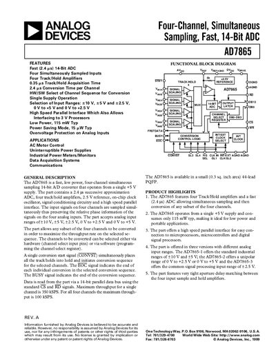 ANALOG DEVICES AD7865 handbook (1) - cover page