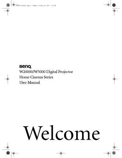 BenQ W20000/W5000 Digital Projector User Manual - cover page