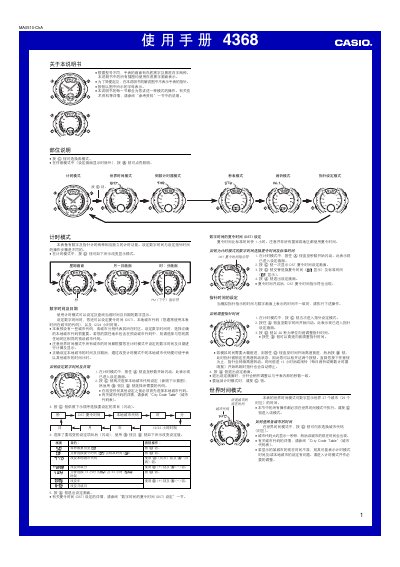 Casio 4368 Watch User Manual - cover page