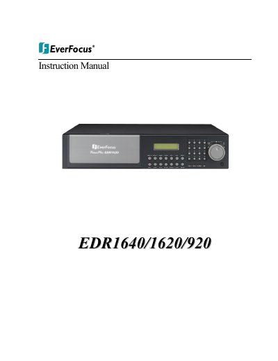 EverFocus EDR1620 Instruction Manual - cover page