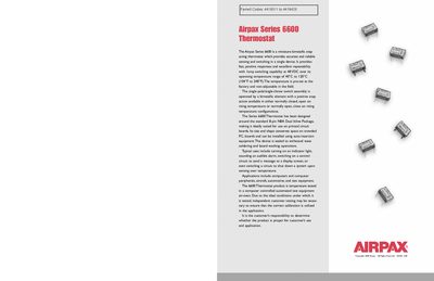 Airpax Series 6600 Thermostat Datasheet - cover page